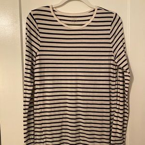 Black and white striped long sleeve shirt.